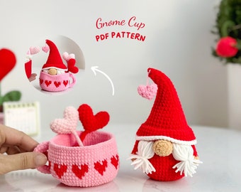 Groom Gnome Crochet Pattern, Gnome In A Cup Pattern, Valentine Crochet Pattern, Gnome Crochet Pattern, Amigurumi Crochet Pattern