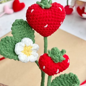Valentine Flower Bouquet Crochet Pattern, Flower Pattern, Valentine Strawberry Crochet Pattern, Crochet Pattern, Heart Crochet Pattern image 5