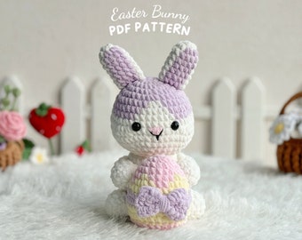 Easter Bunny Bow Eggs Pattern, Bunny Crochet Pattern, Easter Day Crochet Pattern, Easter Ornament Crochet, Crochet Pattern
