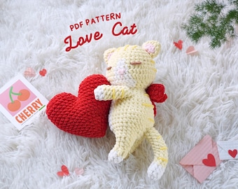 Love Cat Amigurumi Crochet Pattern: Valentine Ornament (PDF Pattern)