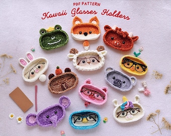 Kawaii Crochet Glasses Holder Patterns: Animal Bundle (PDF Pattern)