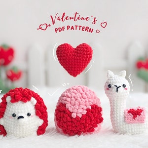 Valentine Crochet Pattern, Hedgehog No Sew Pattern, Llama Valentine Crochet Pattern, Valentine Amigurumi Crochet Pattern, Heart Crochet