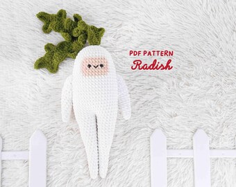 Wzór na szydełkową rzodkiewkę: pluszowa dekoracja leśna amigurumi (wzór w formacie PDF)