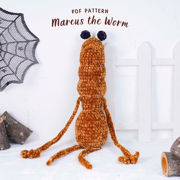 Marcus The Worm Crochet Pattern, Beginner Friendly Plush DIY, Adorable Handmade Toy Guide, Digital Crafting Instructions PDF