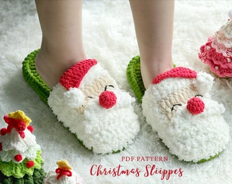 Crochet Christmas Pattern, Christmas Santa Claus Slippers Crochet Pattern, Christmas Crochet Pattern, Christmas Amigurumi Crochet Pattern