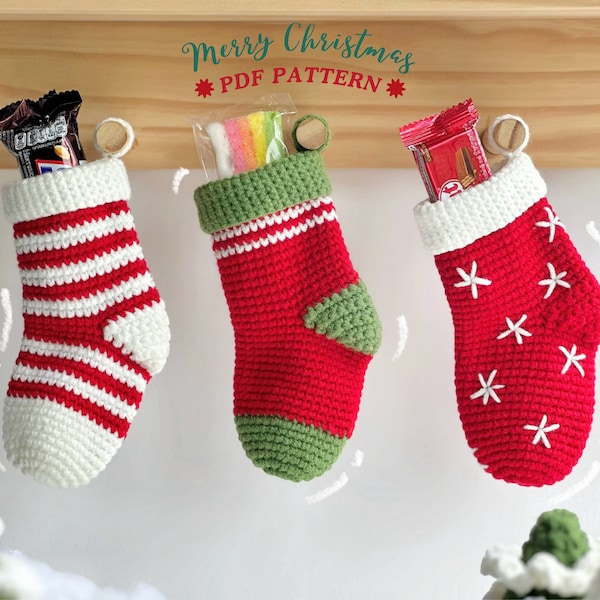 Combo 3in1 Christmas Stocking Crochet Pattern, Christmas Stocking Decoration, Christmas Crochet Pattern