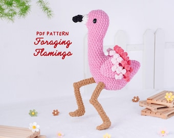 Foraging Flamingo Crochet Pattern: Amigurumi Animal Toy (PDF Pattern)