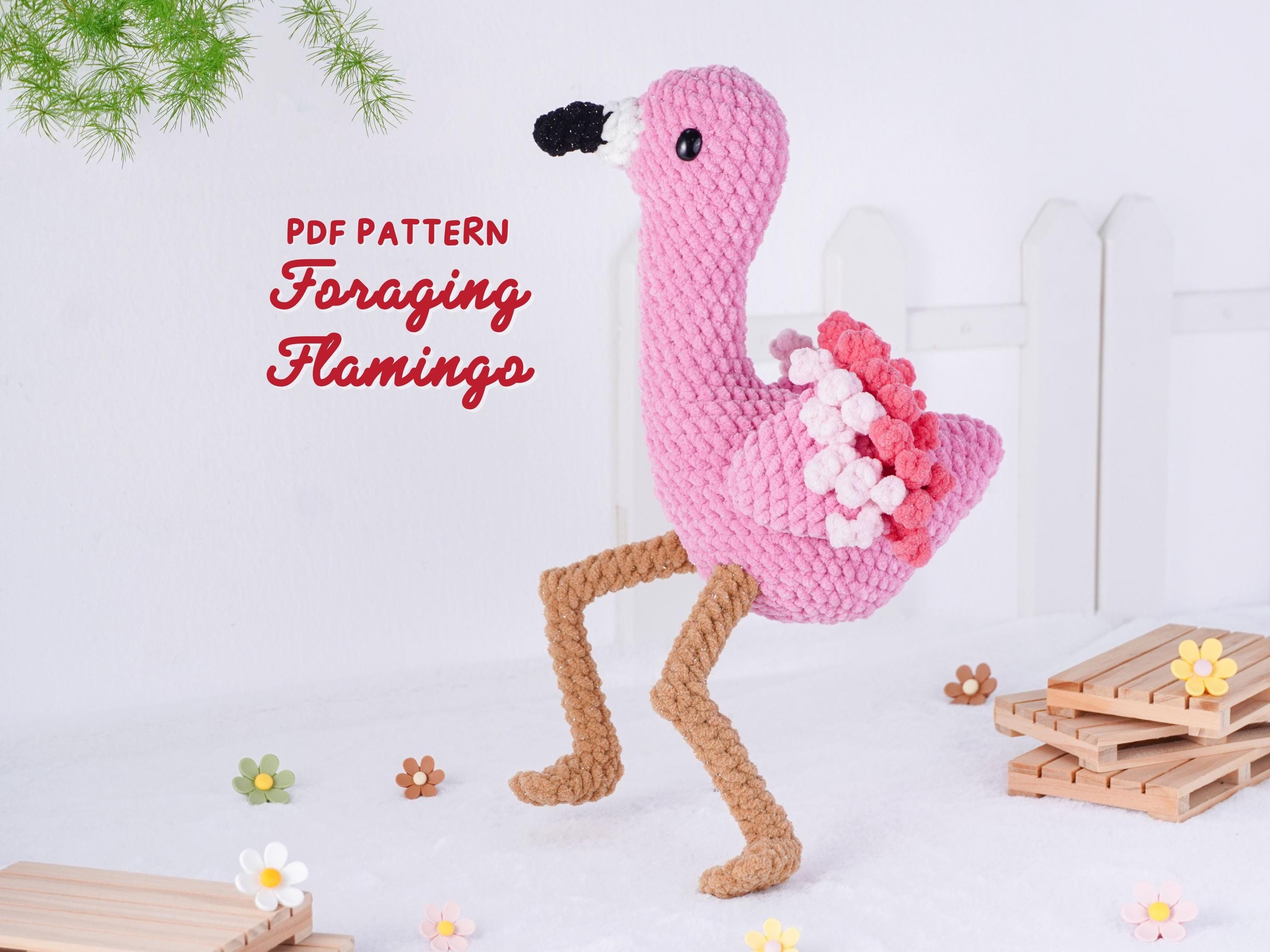 Foraging Flamingo Crochet Pattern: Amigurumi Animal Toy (PDF Pattern)
