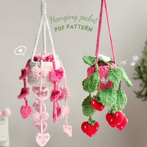 Plant Car Hanging Crochet Pattern, Strawberry Car Hanging Pattern, Pothos Car Hanging Pattern, Valentine Crochet Pattern