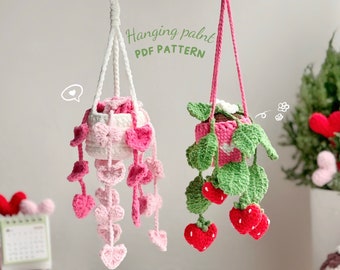 Plant Car Hanging Crochet Pattern, Strawberry Car Hanging Pattern, Pothos Car Hanging Pattern, Valentine Crochet Pattern