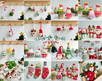 Bundle 32 Christmas Crochet Pattern, Christmas Crochet Pattern,  Santa Christmas Crochet Pattern, Christmas Tree Pattern, Snowman Pattern