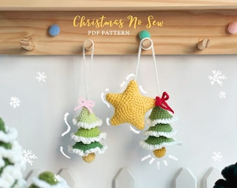 Christmas Car Hanging Crochet Pattern: Pine Tree & Star (PDF Pattern)