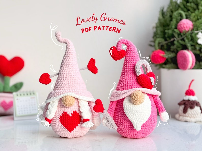 Love Couple Gnome Crochet Pattern, Valentine Crochet Pattern, Heart Crochet Pattern, Love Crochet Pattern image 1