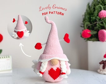 Love Gnome Crochet Pattern: Valentine Heart Design (PDF Pattern)