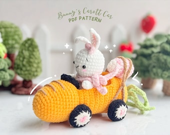Bunny Carrot Car Crochet Pattern: Easter Ornament (PDF Pattern)
