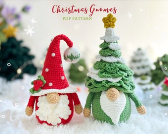 Christmas Crochet Patterns Bundle, Christmas Crochet Pattern | Christmas Santa Gnome, Christmas Tree Gnome