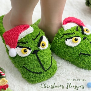 Crochet Christmas Pattern, Christmas Grinch Slippers Crochet Pattern, Christmas Crochet Pattern, Christmas Amigurumi Crochet Pattern