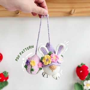 Bunny Car Hanging Crochet Pattern, Bunny Crochet Pattern, Easter Day Crochet Pattern, Easter Ornament Crochet, Crochet Pattern