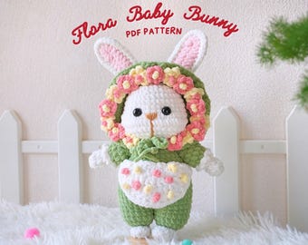 Wzór szydełkowy na króliczka Flora Baby Bunny: Króliczek wielkanocny (wzór PDF)