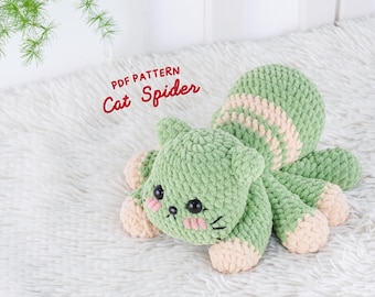 Cat Spider Amigurumi Crochet Pattern: Halloween Mashup Toy (PDF Pattern)
