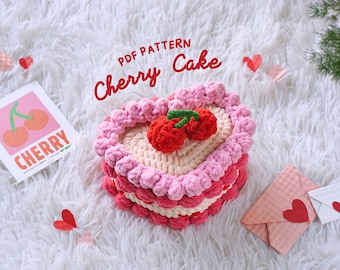 Wzór szydełkowy amigurumi na tort wiśniowy: ozdoba walentynkowa (wzór PDF)