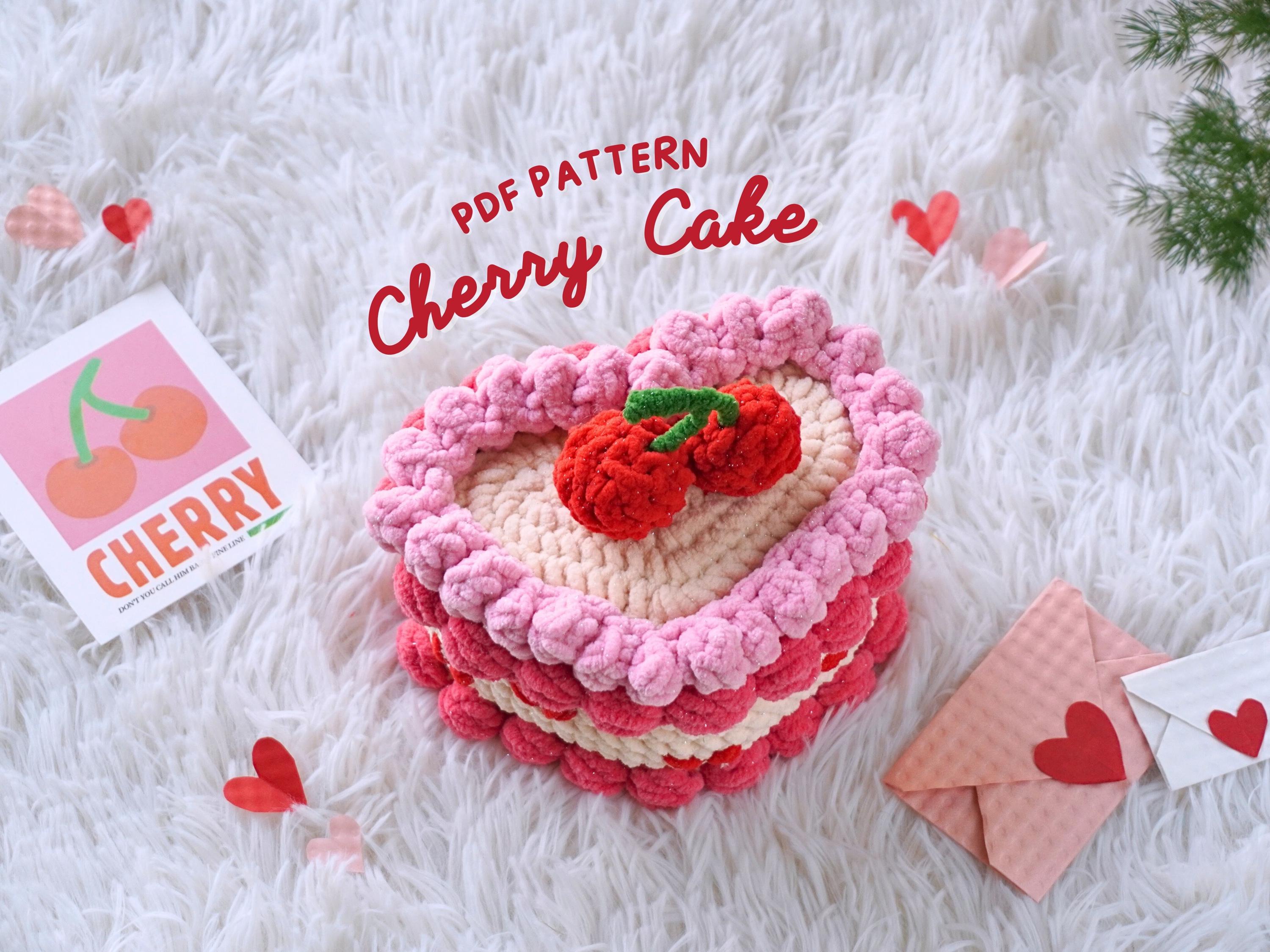 Cherry Cake Amigurumi Crochet Pattern: Valentine Ornament (PDF