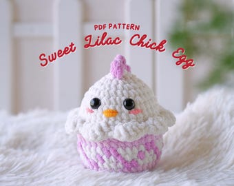 Lilac Chick Egg Amigurumi Crochet Pattern: Easter Ornament (PDF Pattern)