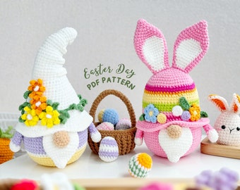 Easter Gnome and Bunny Crochet Pattern, Spring Amigurumi Crochet Pattern, Easter Amigurumi Patterns, Easter Ornament Crochet