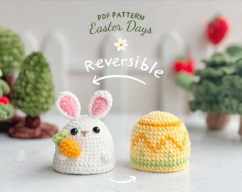 Reversible Bunny Egg Crochet Pattern: Easter Ornament (PDF Pattern)