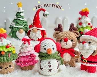 Christmas Bundle 7in1 Crochet Pattern, Christmas Crochet Pattern,  Santa Christmas Crochet Pattern, Christmas Tree Pattern, Snowman Pattern