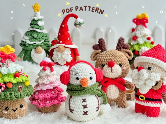 Christmas Crochet Pattern Bundle: Santa, Snowman, Tree (PDF Pattern)