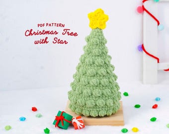 Christmas Tree With Star Crochet Pattern, Christmas Tree Amigurumi Crochet Pattern, Handmade Holiday Amigurumi, Winter Decoration Tutorial