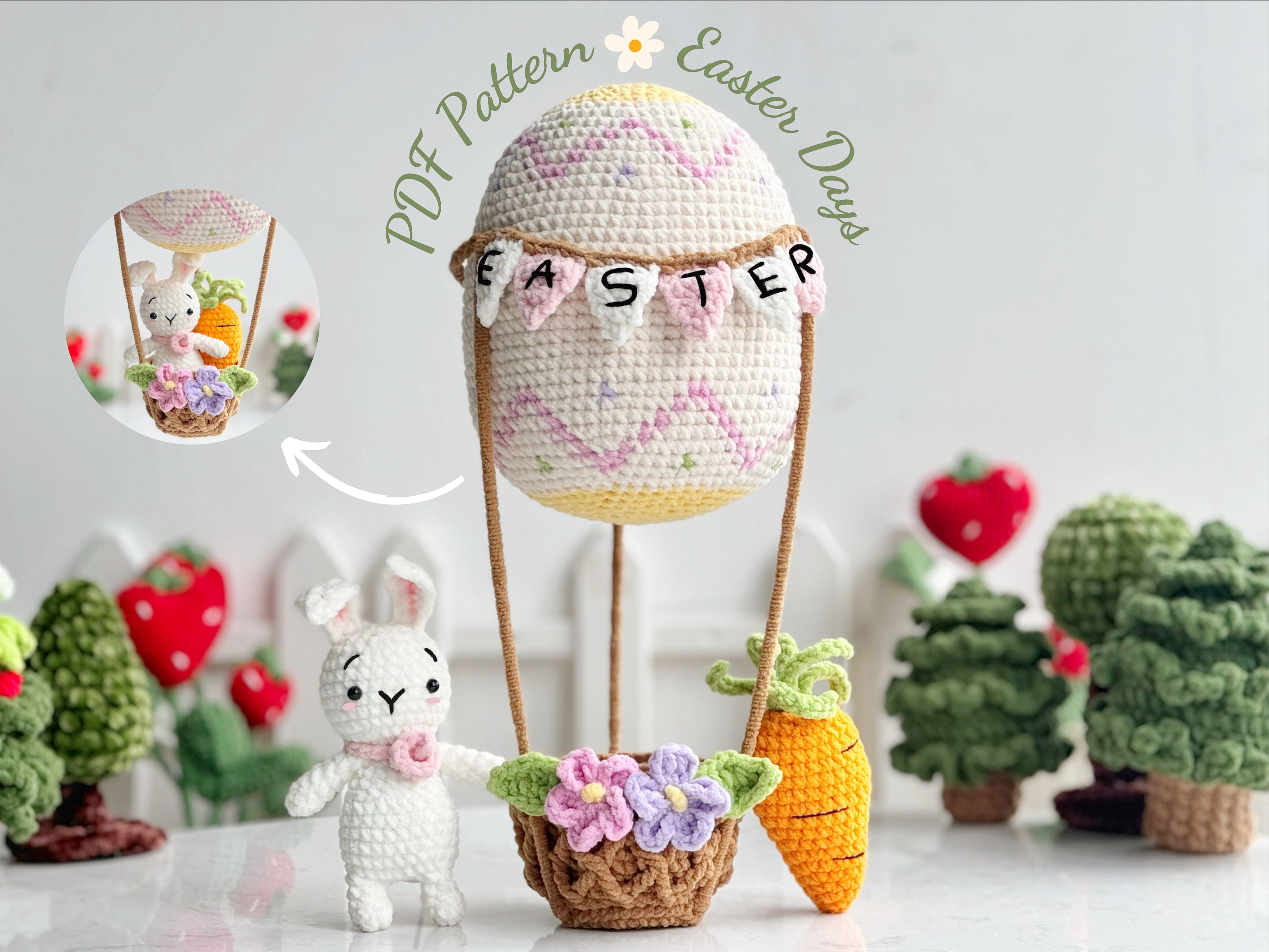 Easter Bunny Hot Air Balloon Crochet Pattern (PDF Pattern)
