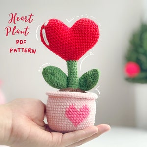 Heart Plant in a Pot Crochet Pattern, Valentine Crochet Pattern, Heart Crochet Pattern, Plant Crochet Pattern, Valentine Plant Pattern