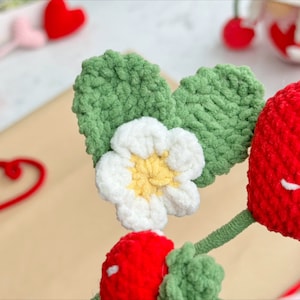 Valentine Flower Bouquet Crochet Pattern, Flower Pattern, Valentine Strawberry Crochet Pattern, Crochet Pattern, Heart Crochet Pattern image 8