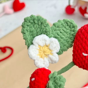 Valentine Flower Bouquet Crochet Pattern, Flower Pattern, Valentine Strawberry Crochet Pattern, Crochet Pattern, Heart Crochet Pattern image 3