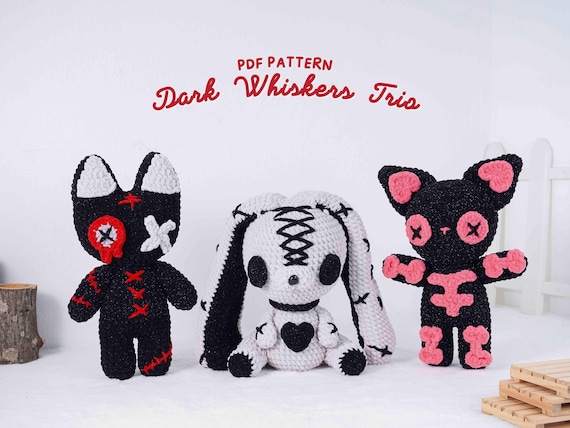 Gothic Crochet Patterns: Cat, Bunny Amigurumi Trio (PDF Patterns)
