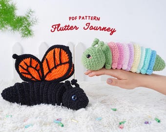 Flutter Journal Häkelanleitungen: Raupe & Schmetterling Amigurumi (PDF-Muster)