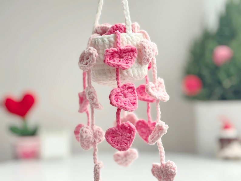 Pothos Car Hanging Pattern, Plant Car Hanging Crochet Pattern, Valentine Crochet Pattern, Car Hanging Crochet Pattern image 4