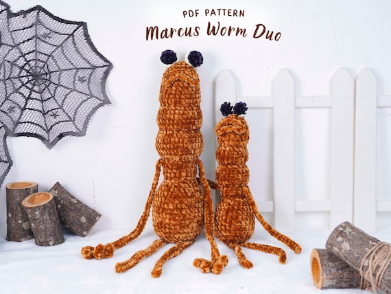 Marcus Worm Crochet Patterns Bundle, Marcus The Worm Pattern, Mini Worm Pattern, Handmade Toy Guide, Digital Crafting Instructions PDF