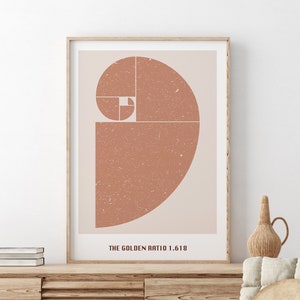 Golden Ratio Print / Fibonacci Spiral Poster / Fibonacci Sequence Wall Art / Abstract Printable Wall Art /  Boho Wall Decor