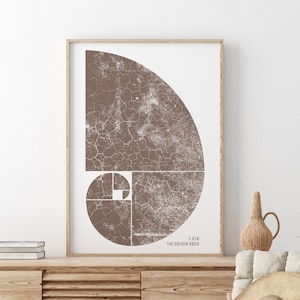 Golden Ratio Print / Fibonacci Spiral Poster / Fibonacci Sequence Wall Art / Abstract Printable Wall Art /  Boho Wall Decor