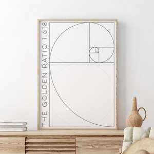 Golden Ratio Print, Fibonacci Spiral Poster, Fibonacci Sequence Wall Art, Abstract Printable Wall Art, Boho Wall Decor, Sacred Geometry