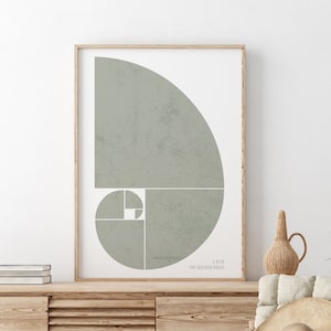 Golden Ratio Print / Fibonacci Spiral Poster / Fibonacci Sequence Wall Art / Abstract Printable Wall Art /  Boho Wall Decor