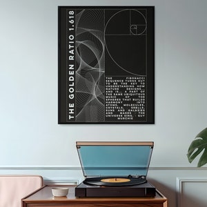 Golden Ratio Print, Fibonacci Spiral Poster, Fibonacci Sequence Wall Art, Abstract Printable Wall Art, Boho Wall Decor, Sacred Geometry