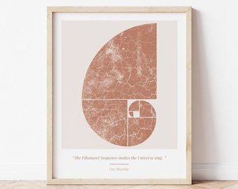 Golden Ratio Zitat Print - Fibonacci Spirale Poster - Fibonacci Reihenfolge Wandkunst - Zitat Wandkunst - Boho Wanddeko - Büro Wandkunst