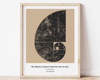 Golden Ratio Zitat Print - Fibonacci Spirale Poster - Fibonacci Reihenfolge Wandkunst - Zitat Wandkunst - Boho Wanddekoration - Wissenschaft Poster