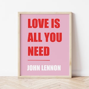 John Lennon Quote Print, Inspirational Saying Poster, Urban Wall Poster, Love Quote Poster, Positive Mindset Print, The Beatles Poster