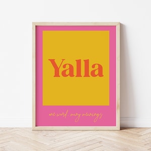 Arabic Yalla Print, Funky Poster, Urban Wall Art, Bold Color Print, Minimal Wall Art, Arabic Poster Print, Modern Print, Digital Download