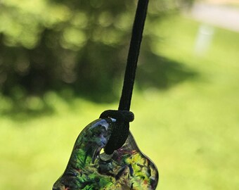 Fremont mixed color fused glass pendant necklace stained glass